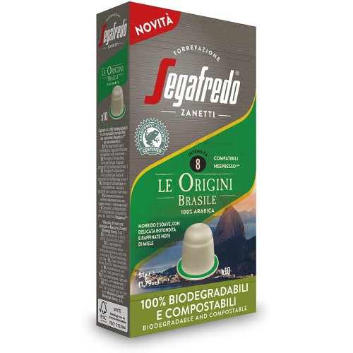 Nespresso Compatible Coffee Le Origini Brasile 10 Biodegradable Pods box	(10	 items)